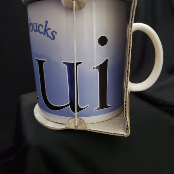 1994 City Mug Maui Blue Surfer Scene Starbucks City Mug 20 oz in packaging - Picture 10 of 11